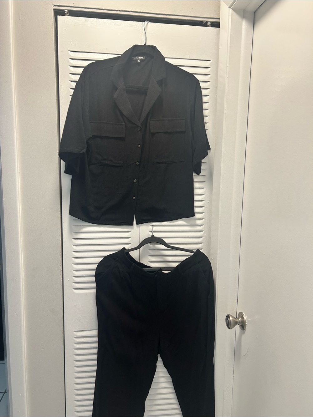 Fashion Nova Black Two-Piece Relaxed Shirt & Pants Set